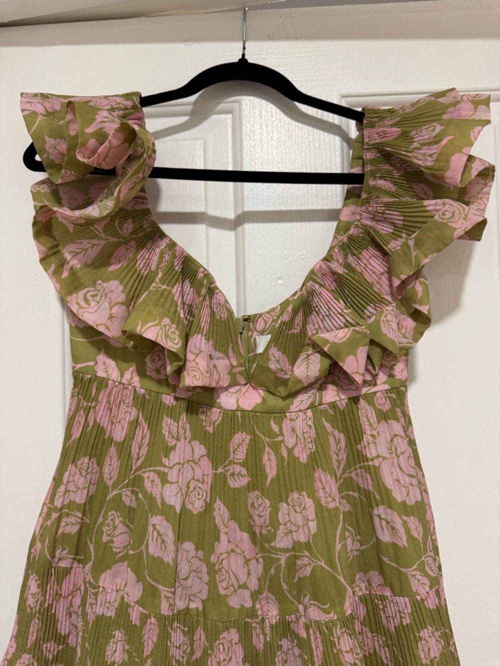 Zimmermann Olive Green Dress with Pink Floral Print - Picture 3 of 8